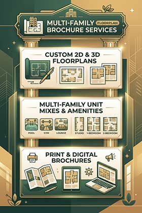 Apartment Floor Plan Sheet and Brochure Design Examples
